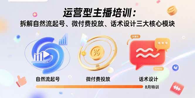 (11.5)运营型主播培训：拆解自然流起号、微付费投放、话术设计三大核心模块-8月
