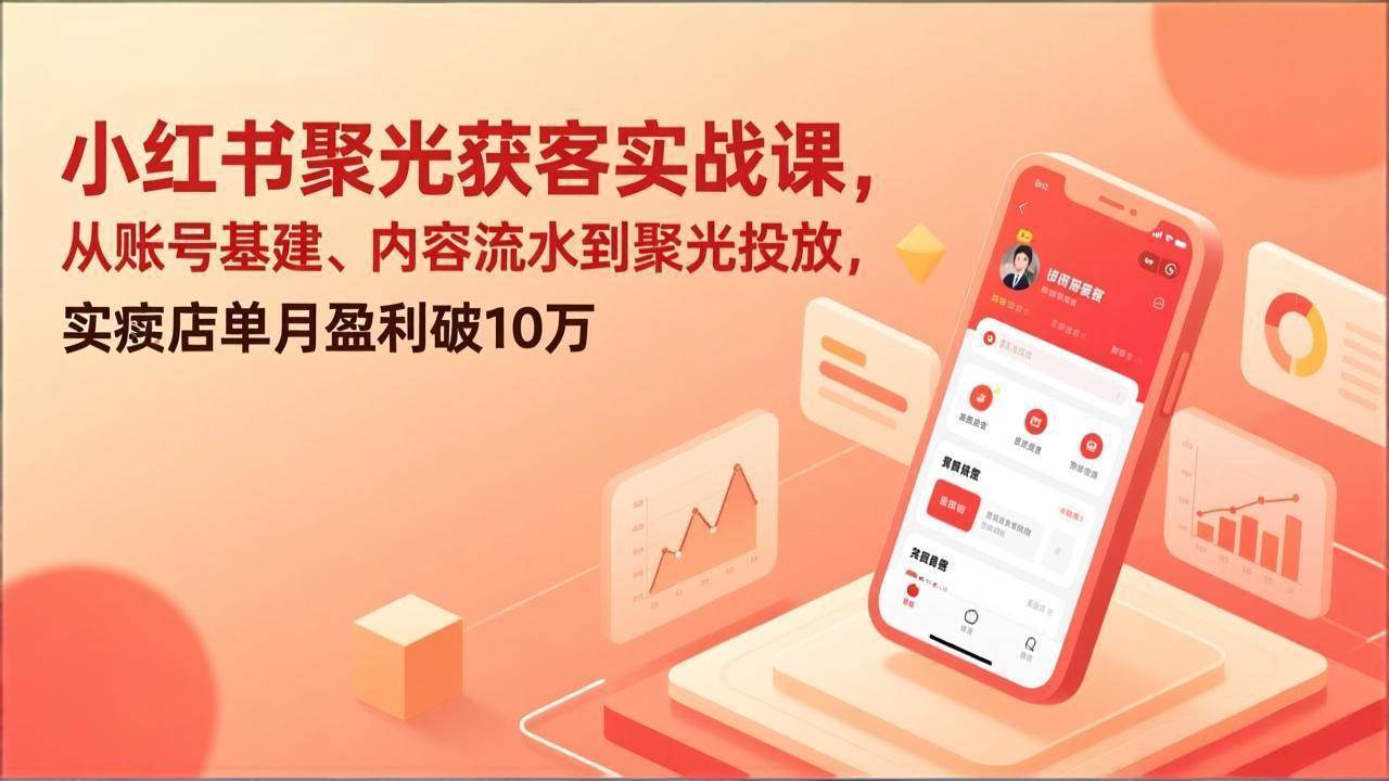 (2.12)小红书聚光获客实战课，从账号基建、内容流水到聚光投放，实体店单月盈利破10万