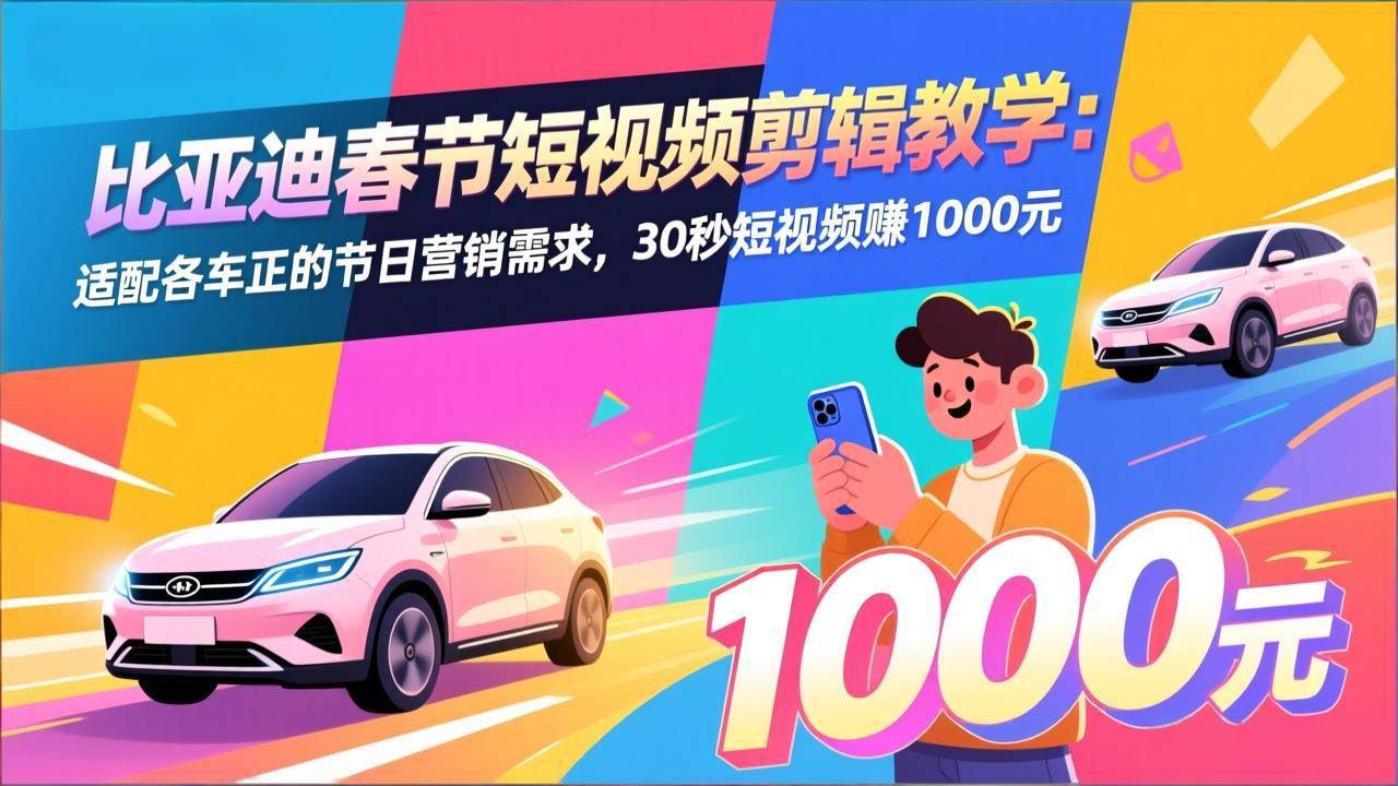 (2.6)比亚迪春节短视频剪辑教学：适配各车企的节日营销需求，30秒短视频赚1000元