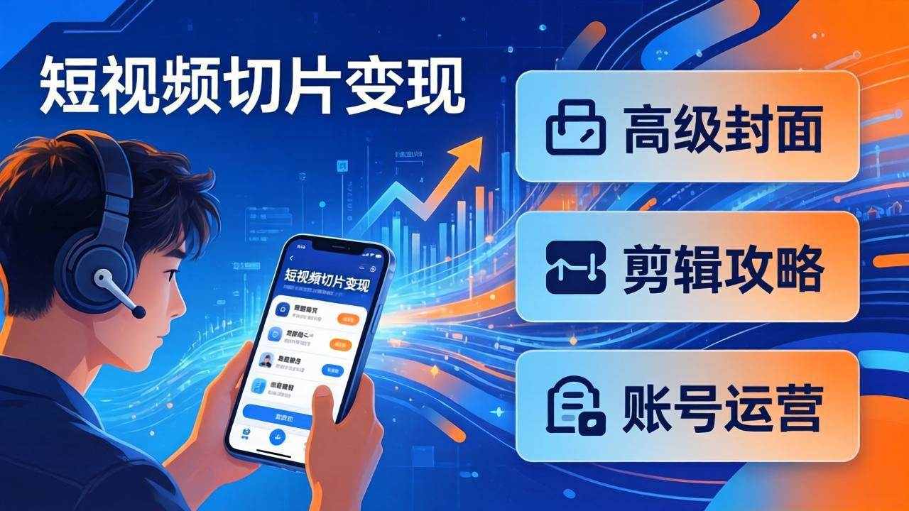 (3.24)短视频切片变现速成班2.0：高级封面+剪辑攻略+账号运营，0基础小白快速入局副业