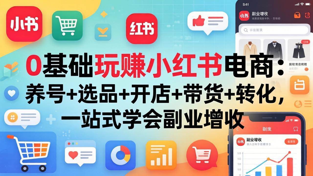 (4.10)0基础玩赚小红书电商：养号+选品+开店+带货+转化，一站式学会副业增收