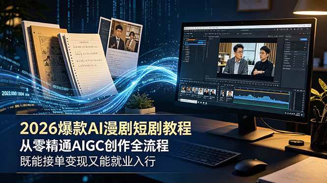 (6.22)2026 爆款 AI 漫剧短剧教程 从零精通 AIGC 创作全流程 既能接单变现又能就业入行
