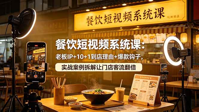 (6.03)餐饮短视频系统课：老板IP+10+1到店理由+爆款钩子，实战案例拆解让门店客流翻倍