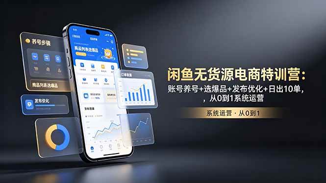 (6.22)咸鱼无货源电商特训营：账号养号+选爆品+发布优化+日出10单，从0到1系统运营